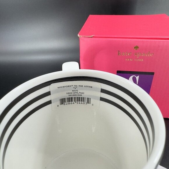 Lenox Kate Spade Wickford Letter Day Mug S Monogram Stripes Monogram 10 OZ W Box - Picture 3 of 14